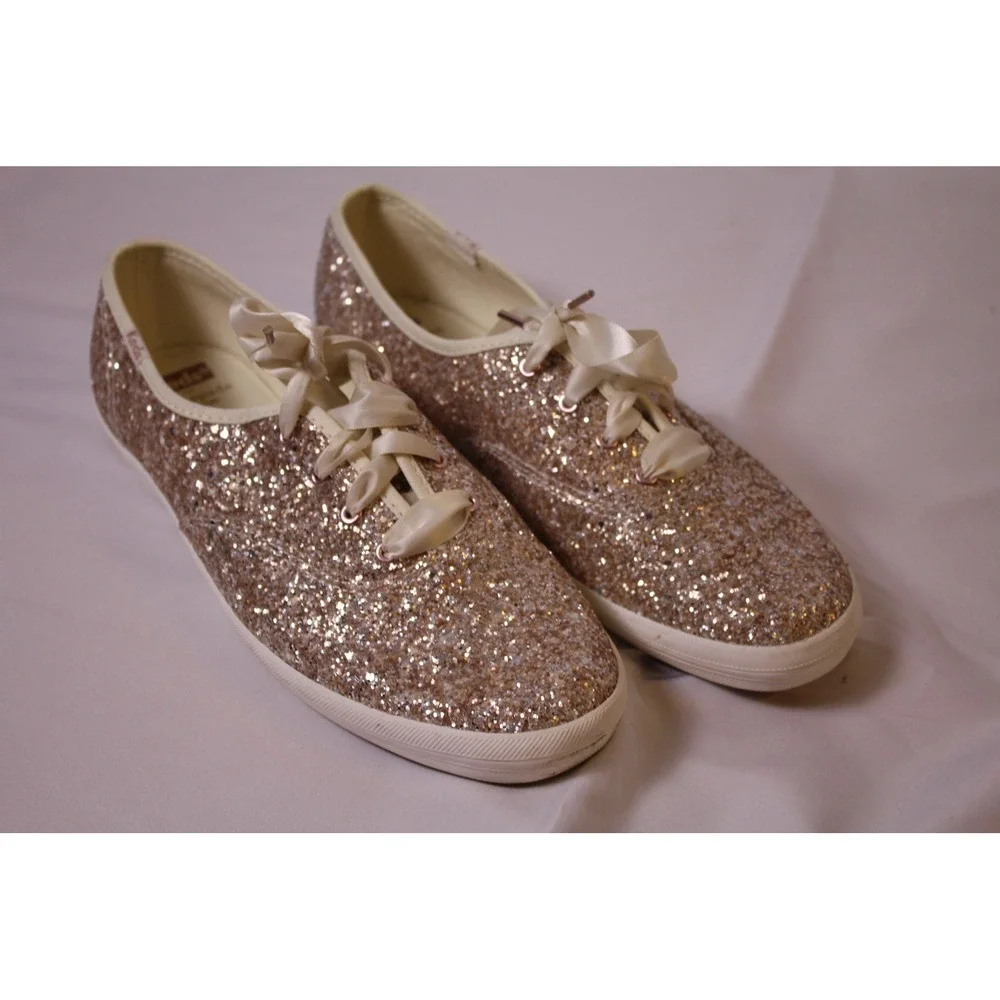 Keds X Kate Spade New York Women 9.5 Champion Ks Gold Glitter‎ Multi Sneakers